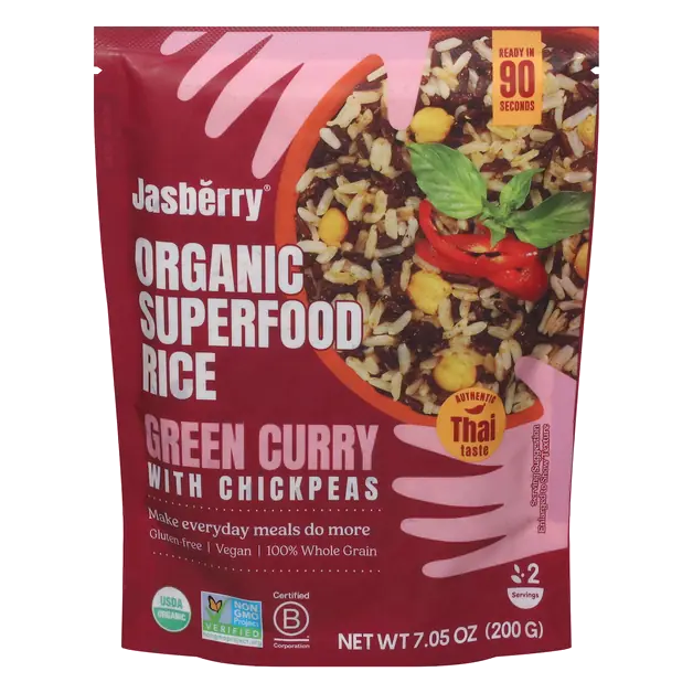 90 Second Microwave Organic Green Curry Superfood Rice Mix