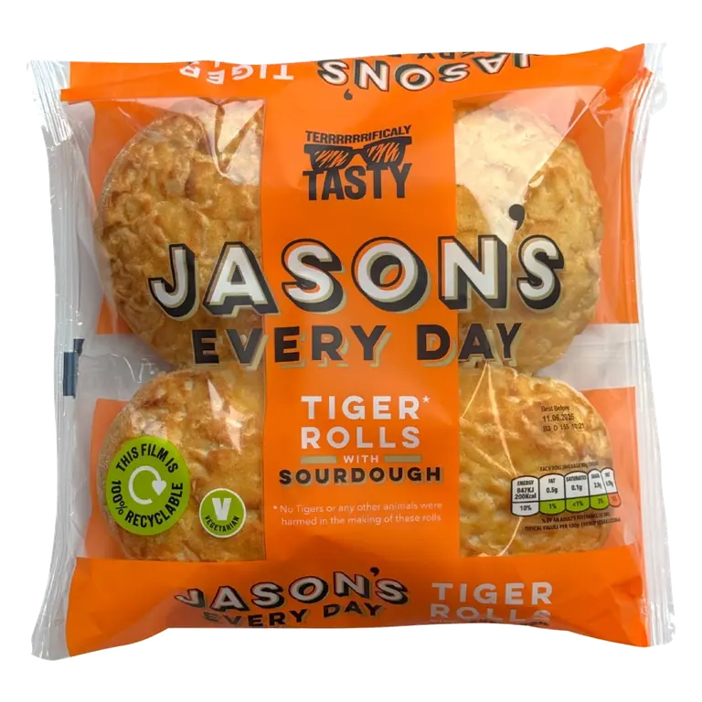 Every Day Tiger Bread Rolls with Sourdough 4 Pack