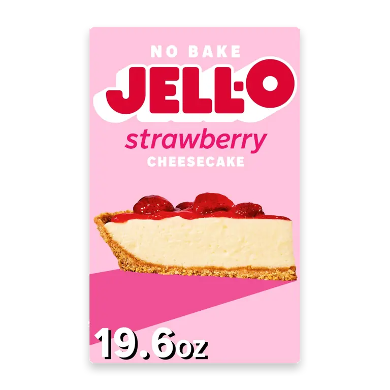 No Bake Strawberry Cheesecake Dessert Strawberry Topping, Filling and Crust Mix, . Box