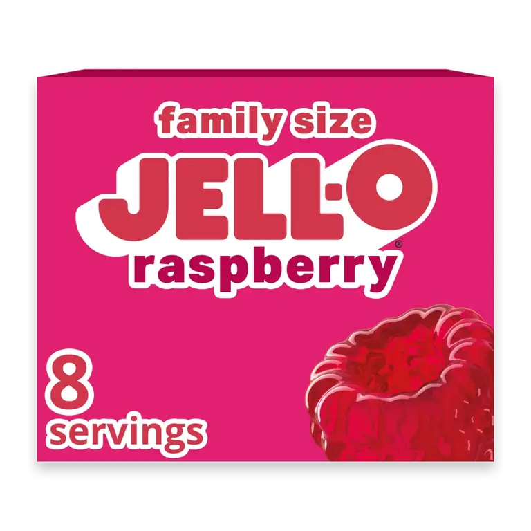 Raspberry Gelatin Dessert Mix, Family Size, Box