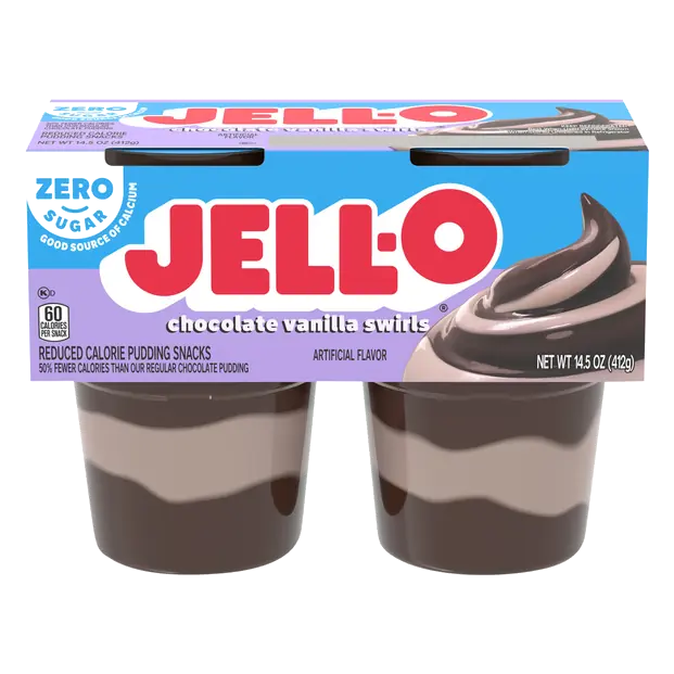 Zero Sugar Chocolate Vanilla Swirls Pudding Snack Cups - 4 ct