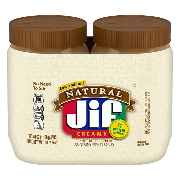 Natural Low Sodium Creamy Peanut Butter Spread 40 oz/2 ct