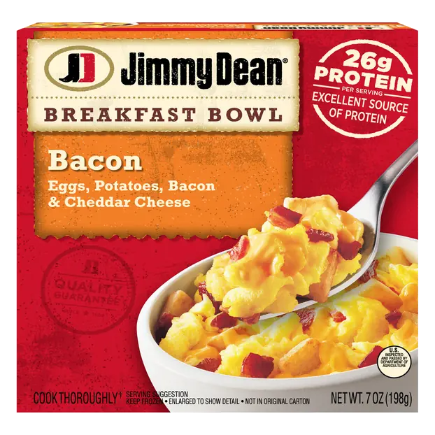 Bacon Eggs Potatoes & Cheddar Cheese Breakfast Bowl Frozen Meal