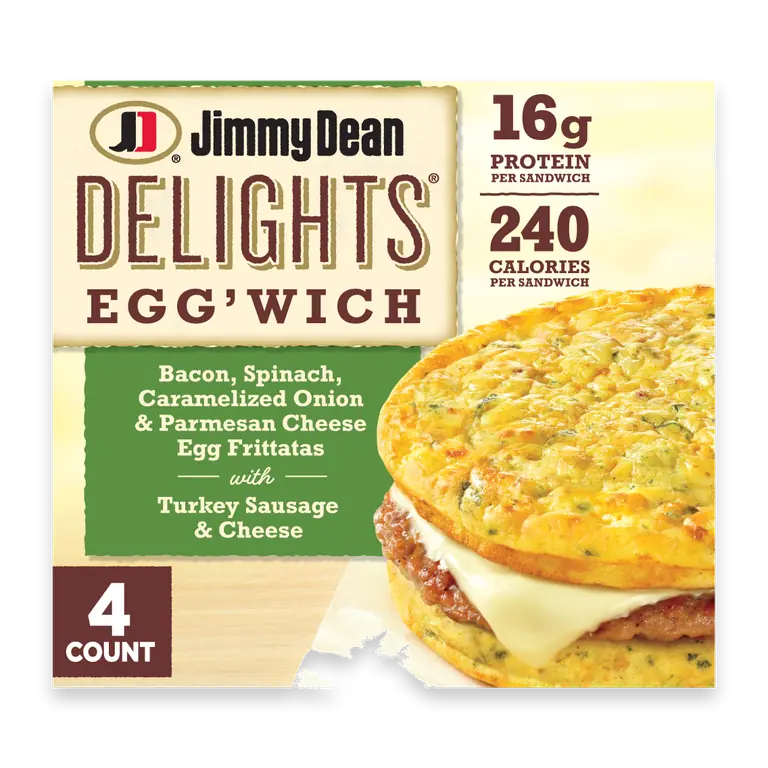 Delights Bacon Spinach Onion Frozen Breakfast Egg'wich