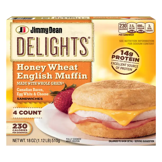 Delights Canadian Bacon Honey Wheat English Muffin - 4 ct