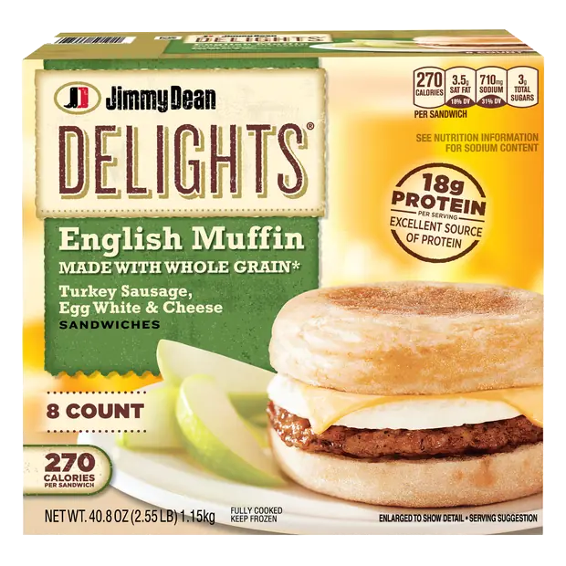 Delights Turkey Egg & Cheese Muffin Sandwiches - 8 ct