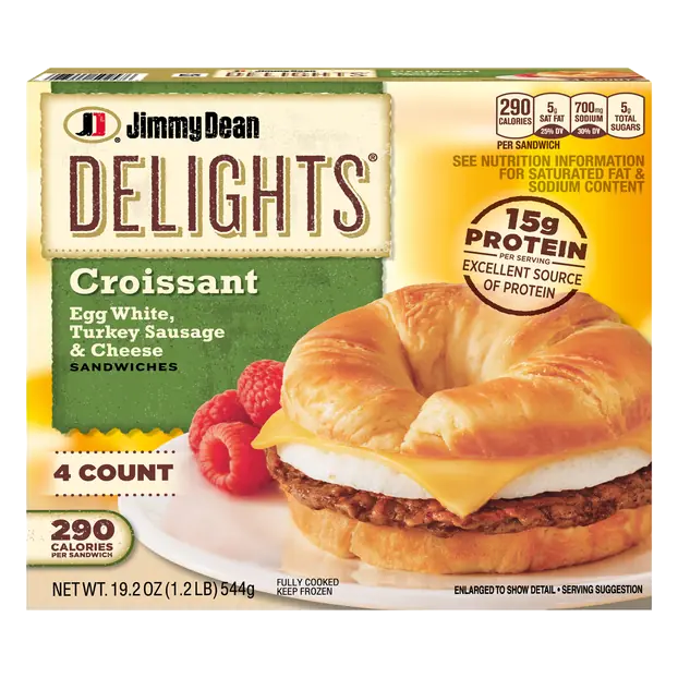 Delights Turkey Sausage Egg White Cheese Croissant Sandwich 4ct
