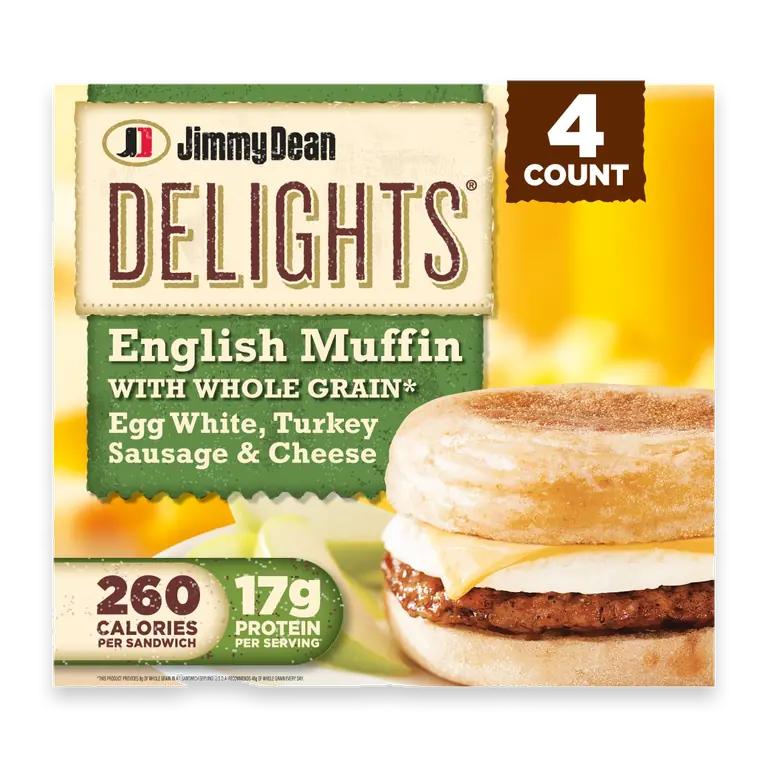 Delights Turkey Sausage Egg White & Cheese English Muffin Frozen Breakfast Sandwiches