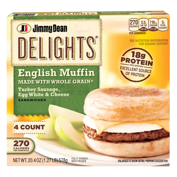 Delights Turkey Sausage English Muffin Sandwiches - 4 ct