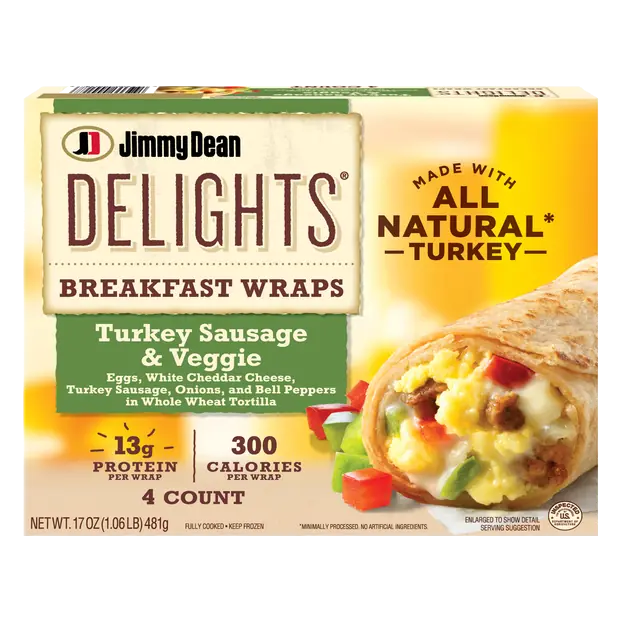 Delights Turkey Sausage & Veggie Breakfast Wraps - 4 ct