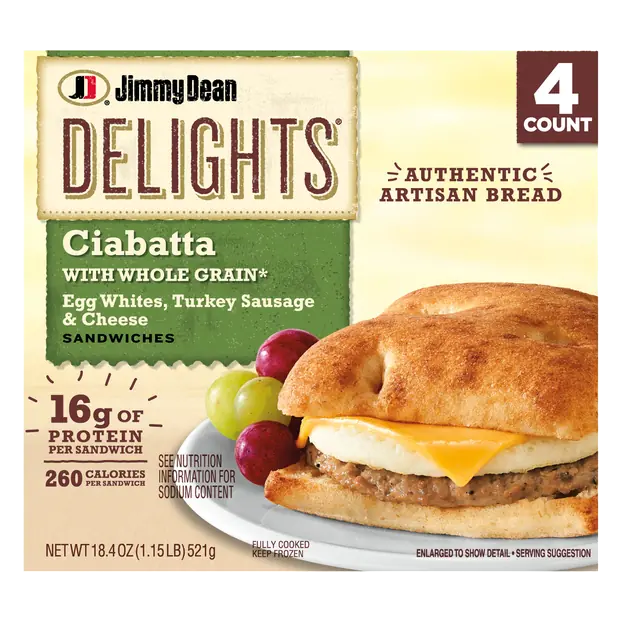 Egg Whites Turkey Sausage & Cheese Ciabatta Sandwiches - 4 ct
