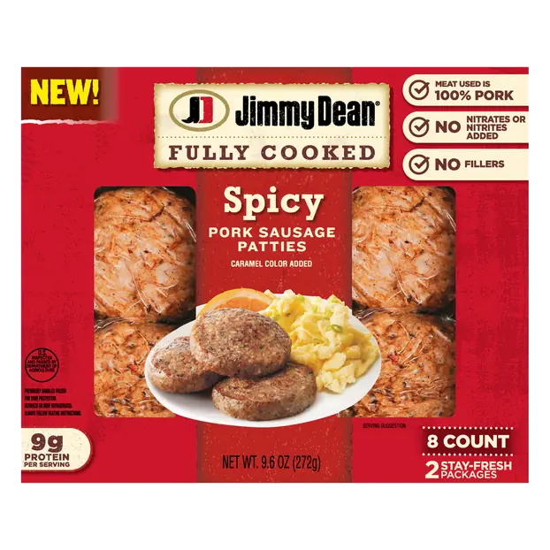Fully Cooked Spicy Pork Breakfast Sausage Patties - 8 ct