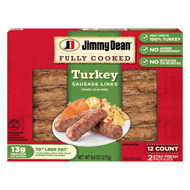 Fully Cooked Turkey Breakfast Sausage Links - 12 ct