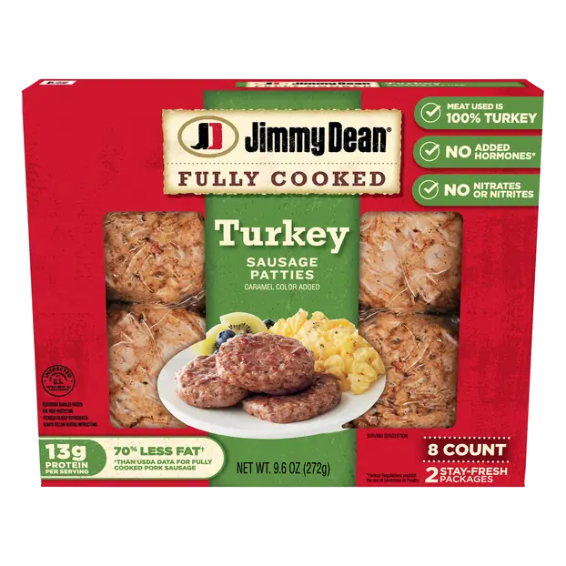 Fully Cooked Turkey Breakfast Sausage Patties - 8 ct
