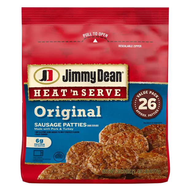 Heat 'n Serve Original Breakfast Sausage Patties - 26 ct Frozen