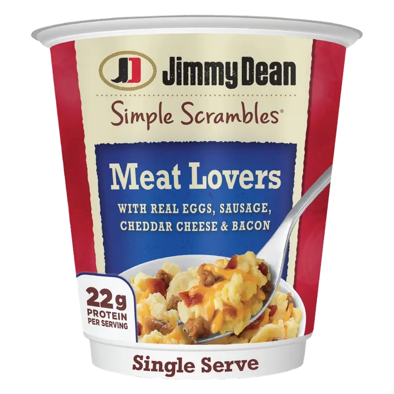 Meat Lovers with Real Eggs, Sausage, Cheddar Cheese & Bacon Simple Scrambles