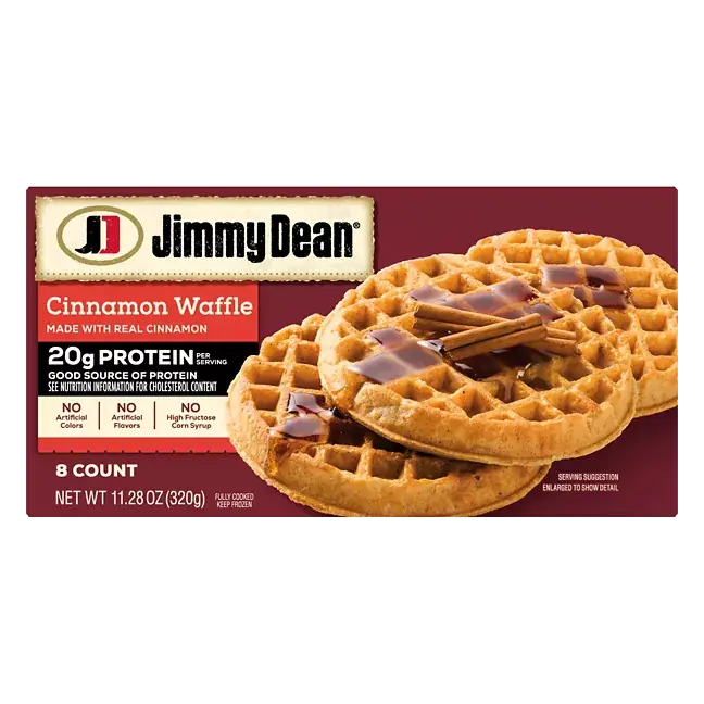 Protein Cinnamon Waffles Fully Cooked Frozen Breakfast 8 Count