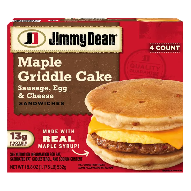 Sausage Egg & Cheese Maple Griddle Cake Sandwiches - 4 ct