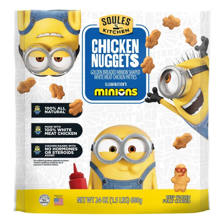 Chicken Nuggets Golden Breaded Minion Shaped White Meat Chicken Patties