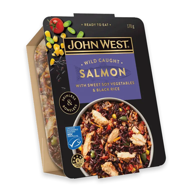 Salmon Bowl With Sweet Soy Vegetables & Black Rice