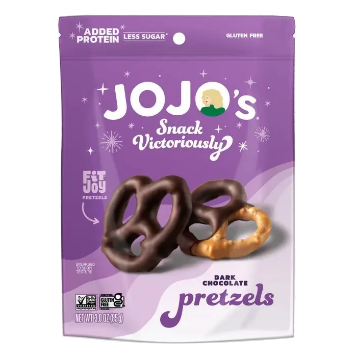 JOJO's Dark Chocolate Covered Pretzels, 3oz