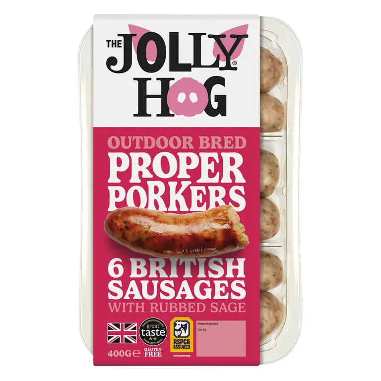 The Jolly Hog 6 Proper Porker Sausages with Rubbed Sage 400g