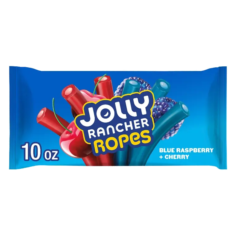 Jolly Rancher Ropes Blue Raspberry and Cherry Flavored Candy Laydown Bag, 10oz