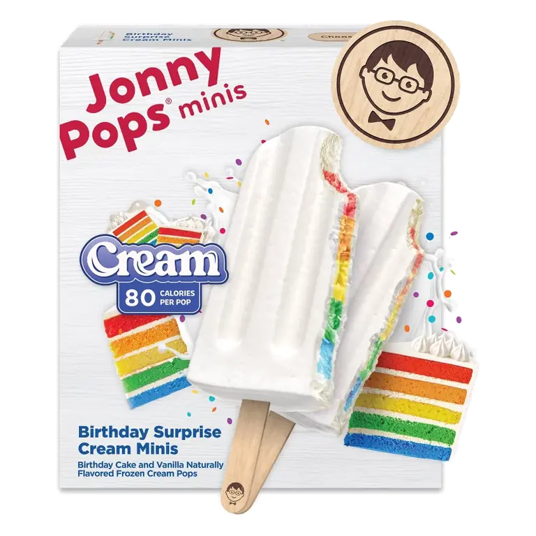 JonnyPops Birthday Surprise Cream Minis Pops, 6.75 fl oz/6ct