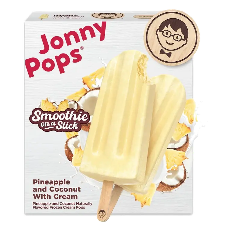 JonnyPops Pineapple and Coconut with Cream Pops, 8.25 fl oz/4ct