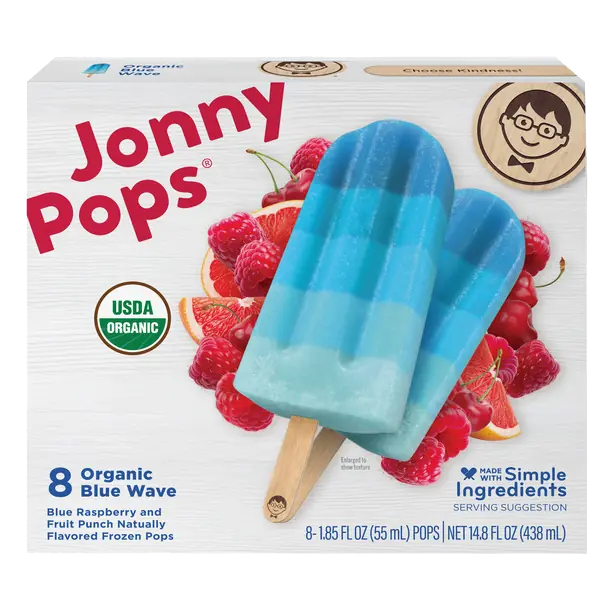 Organic Dairy Free Blue Wave Water Pops - 8 ct Frozen