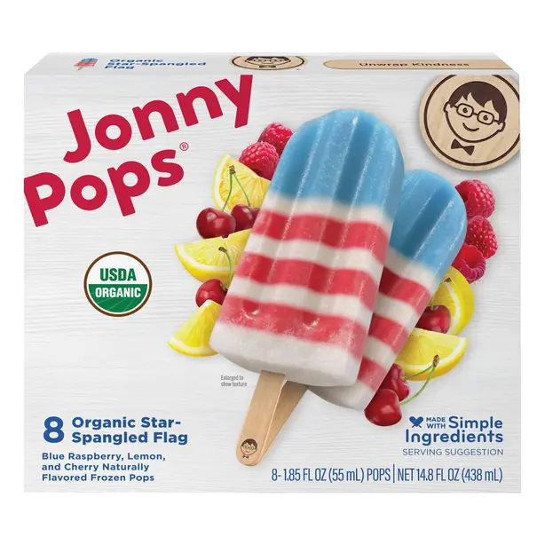 Organic Dairy Free Star-Spangled Flag Water Pops - 8 ct Frozen