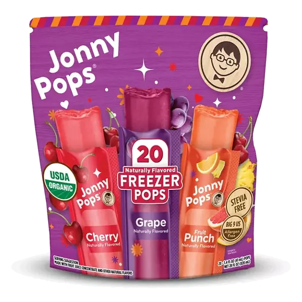 Organic Freezer Pops Classics: Cherry, Grape & Fruit Punch 20pk