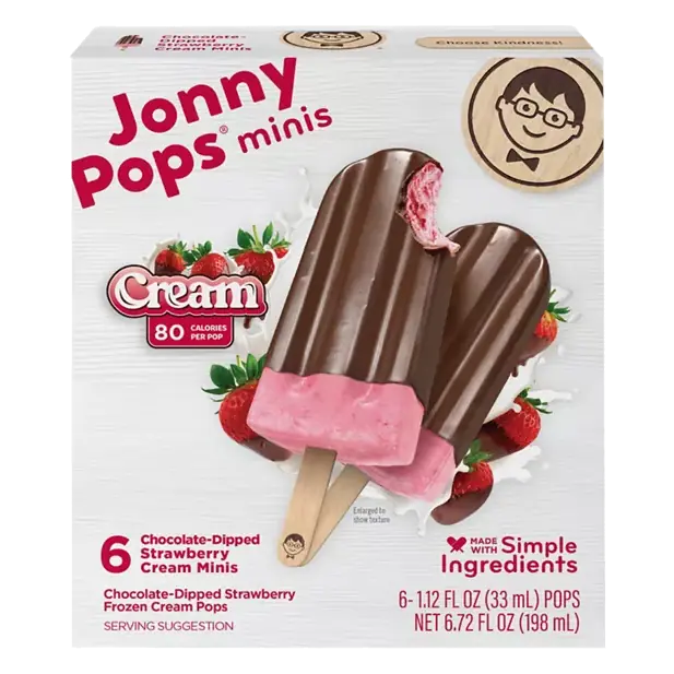 Pops, Chocolate Dipped Strawberry, Cream Minis, 6pk