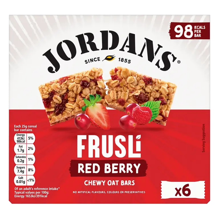 Frusli Juicy Red Berry Chewy Oat Cereal Bars 6 x 25g