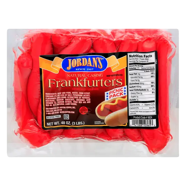 Natural Casing Beef & Pork Frankfurters Picnic Pack - 24 ct
