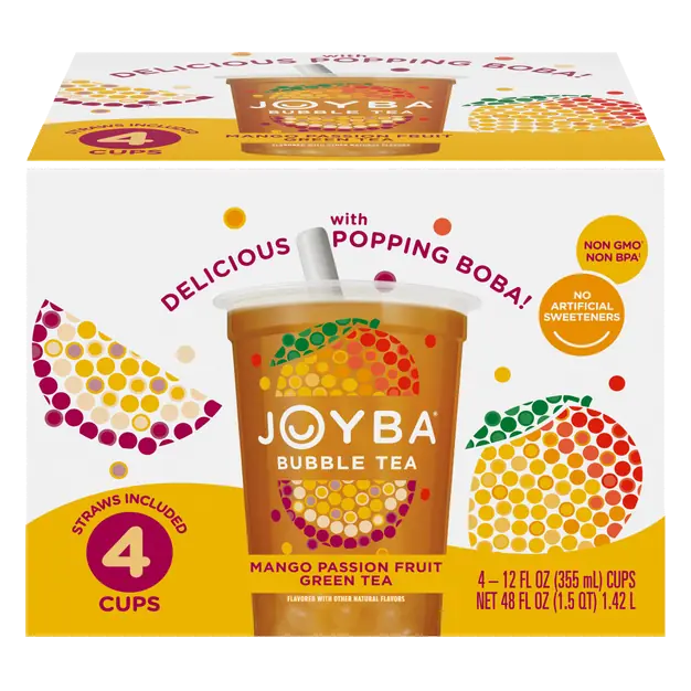 Mango Passion Fruit Green Bubble Tea - 4 pk