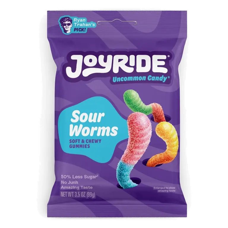 JOYRIDE Sour Gummy Worms Candy, 3.5oz
