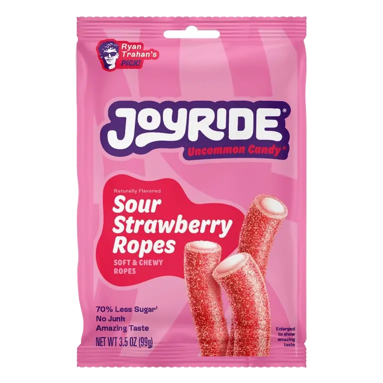 JOYRIDE Sour Strawberry Ropes Candy, 3.5oz