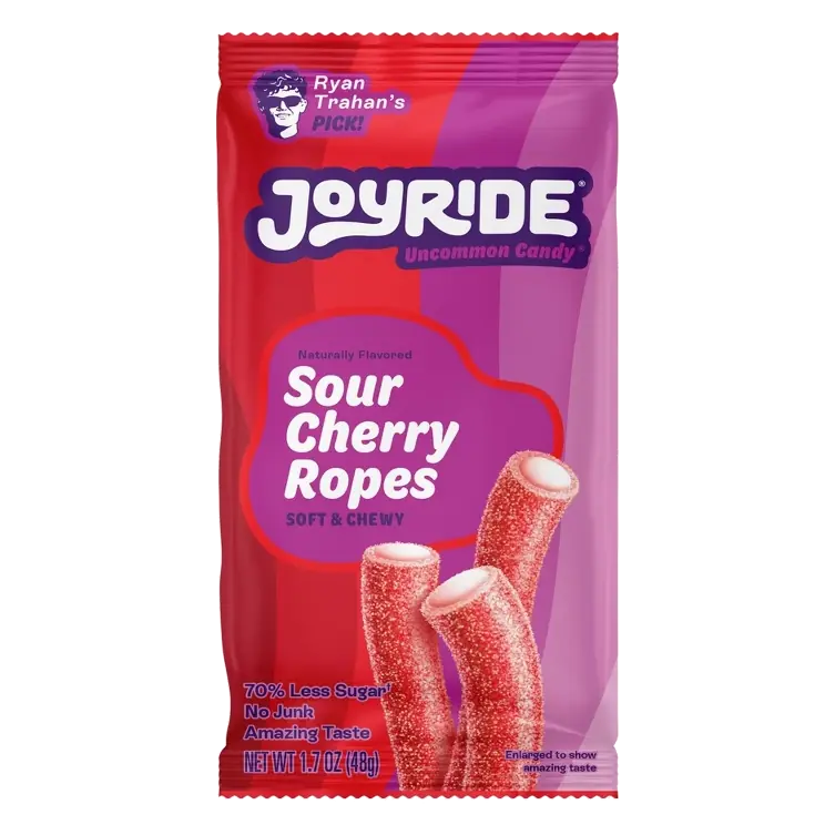 JOYRIDE Sour Rainbow Ropes Cherry Crush Candy, 1.7oz