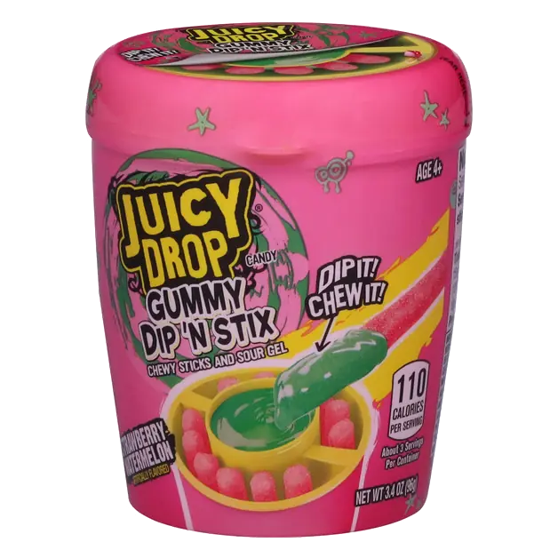 Watermelon Blast Gummy Dip 'n Stix Chewy Sticks and Sour Gel