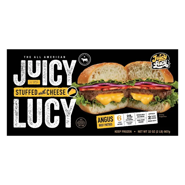 Juicy Lucy Angus Beef Patties Stuffed with American Cheese - Frozen - 32oz/6ct