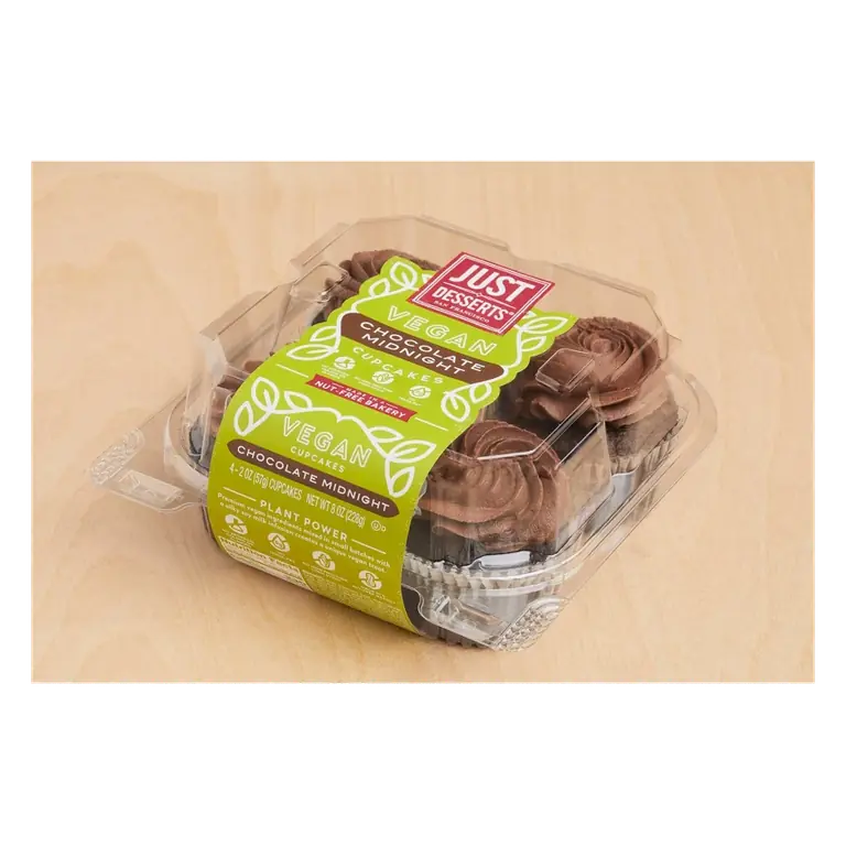 Just Desserts Vegan Chocolate Cupcake, 4ct: No Filling, Frosting Top