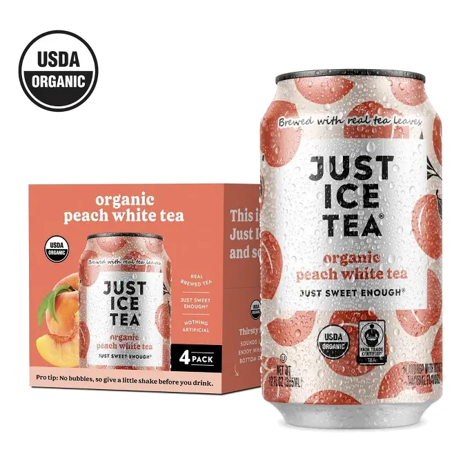 JUST ICE TEA Peach White Tea, 4pk/12 fl oz Cans