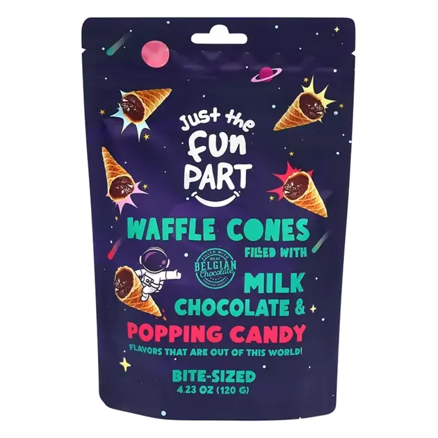 Milk Chocolate & Popping Candy Bite-Sized Waffle Cones