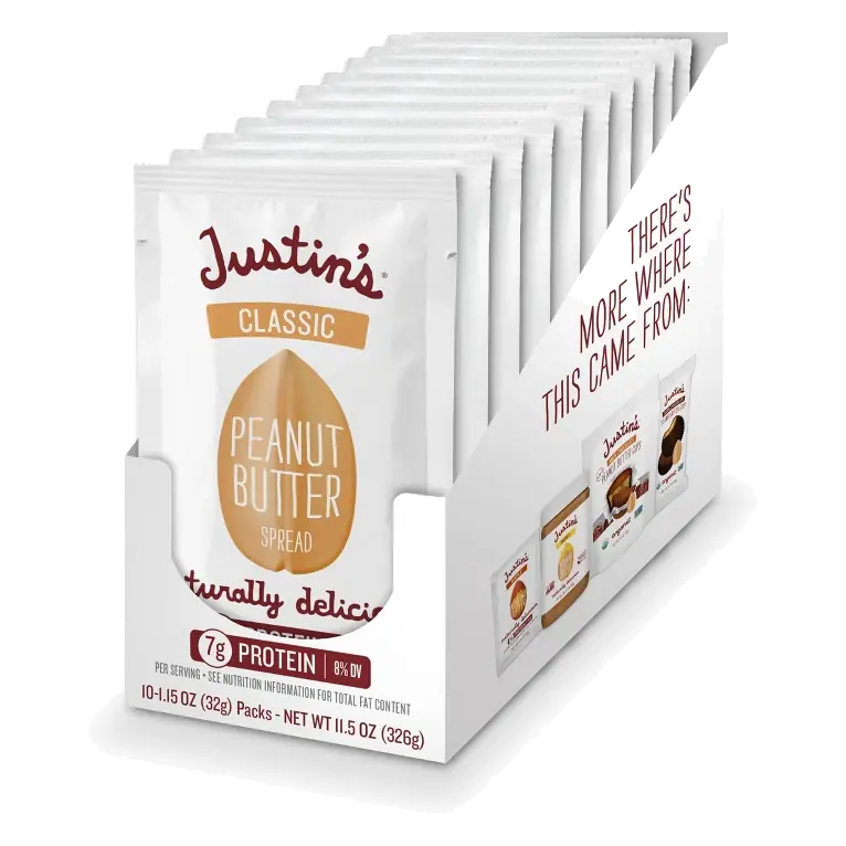 Justin's Classic Peanut Butter Squeeze, 1.15oz / 10ct: Creamy Texture