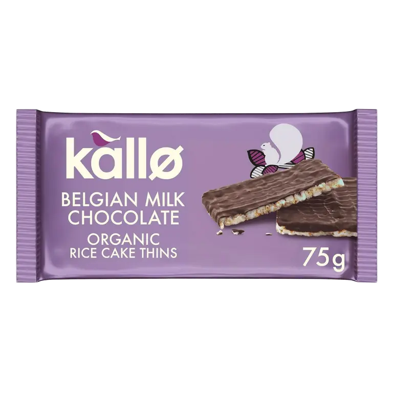 Belgian Milk Chocolate Organic Rice Cake Thins 75g