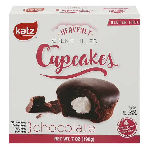 Gluten Free Chocolate Heavenly Creme Filled Cupcakes - 4 ct Frozen