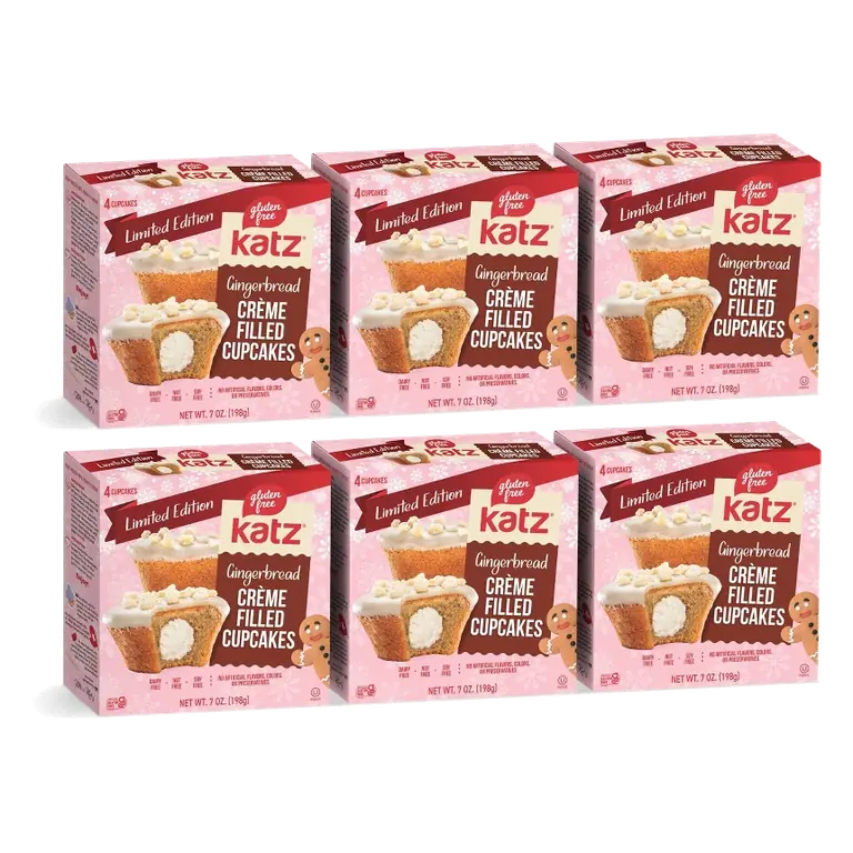 Katz Gluten Free Creme Filled Cupcakes - Gingerbread - 6 Pack
