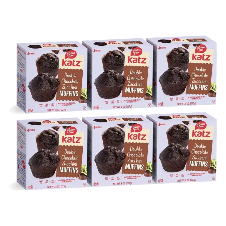 Katz Gluten Free Double Chocolate Zucchini Muffins, 6 Pack
