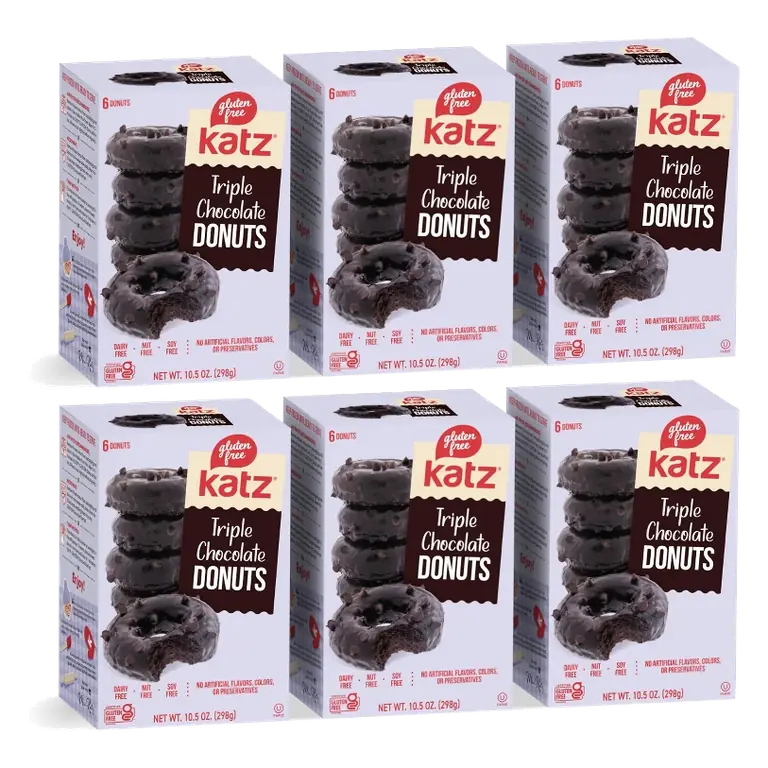 Katz Gluten Free Triple Chocolate Donuts, 6 Pack